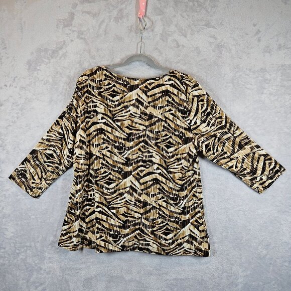 JM Collection Animal Print Top Beaded Buckle Accent Attached Tank Career Modest - Picture 2 of 12